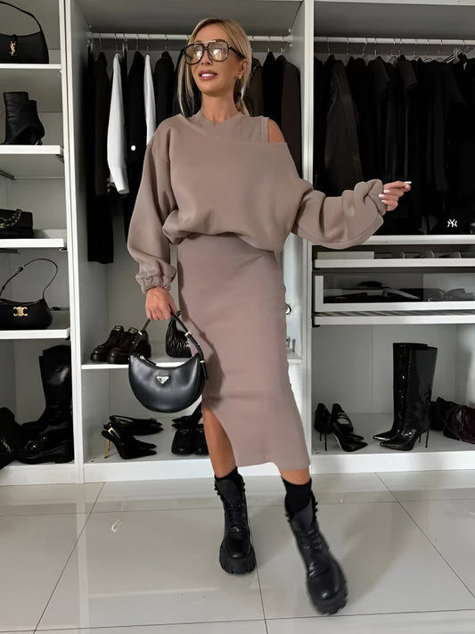 Aria – Ensemble Élégant Deux Pièces (Robe et Pull)