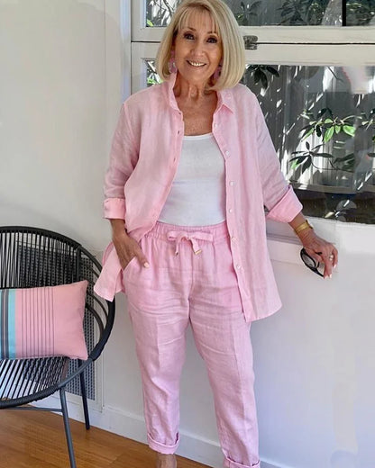 Scarlett - Ensemble Confortable Blouse à Manches Longues et Pantalon