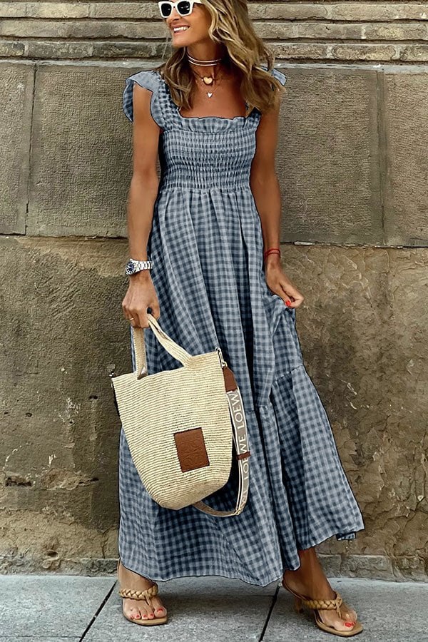 Lily - Robe Longue Élégante à Carreaux