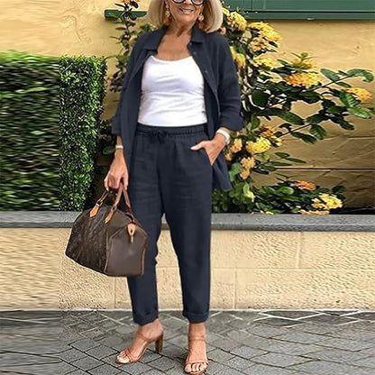 Scarlett - Ensemble Confortable Blouse à Manches Longues et Pantalon