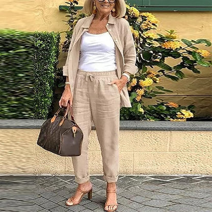 Scarlett - Ensemble Confortable Blouse à Manches Longues et Pantalon