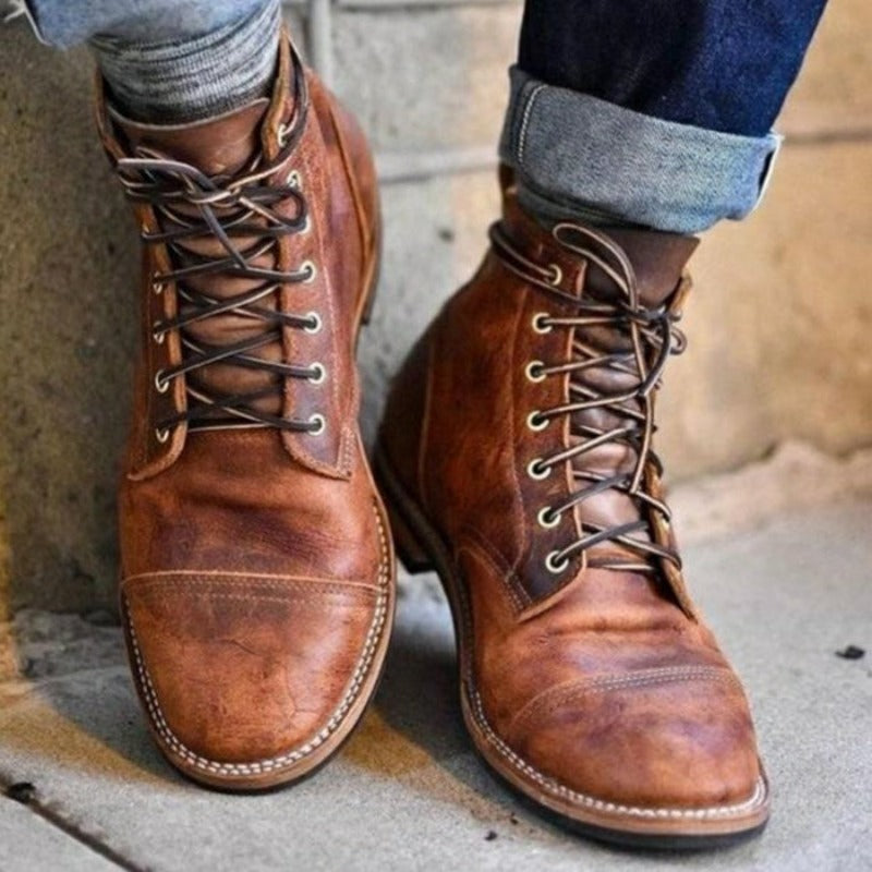 Henry - Bottes en Similicuir Style Rétro