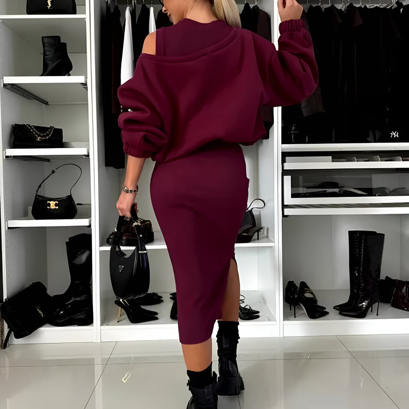 Aria – Ensemble Élégant Deux Pièces (Robe et Pull)