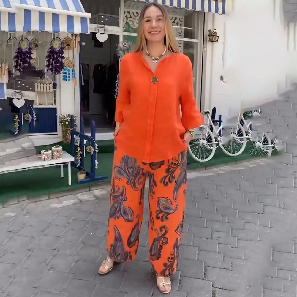 Avery - Ensemble Élégant à Manches Longues et Pantalon Ample