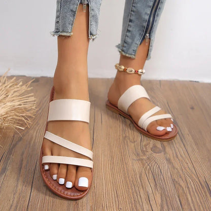 Grace – Sandales Plates Décontractées Confortables – Blanc