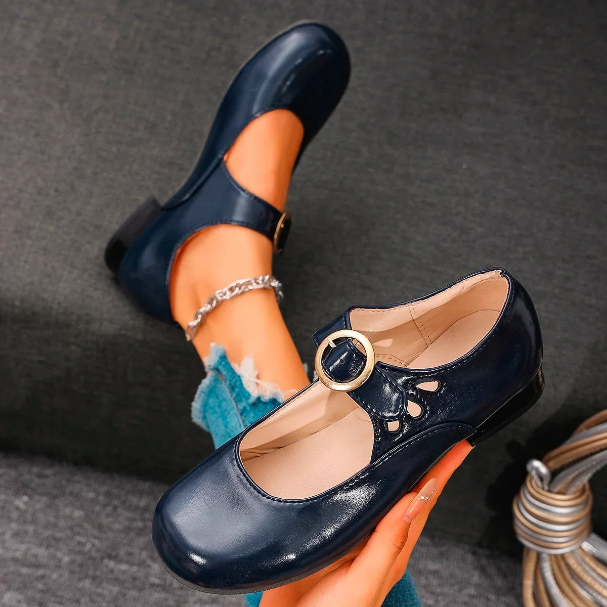 Avery - Chaussures Rétro Élégantes à Bout Rond