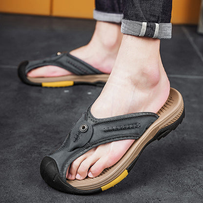 Owen – Tongs Confortables à Bout Renforcé – Noir