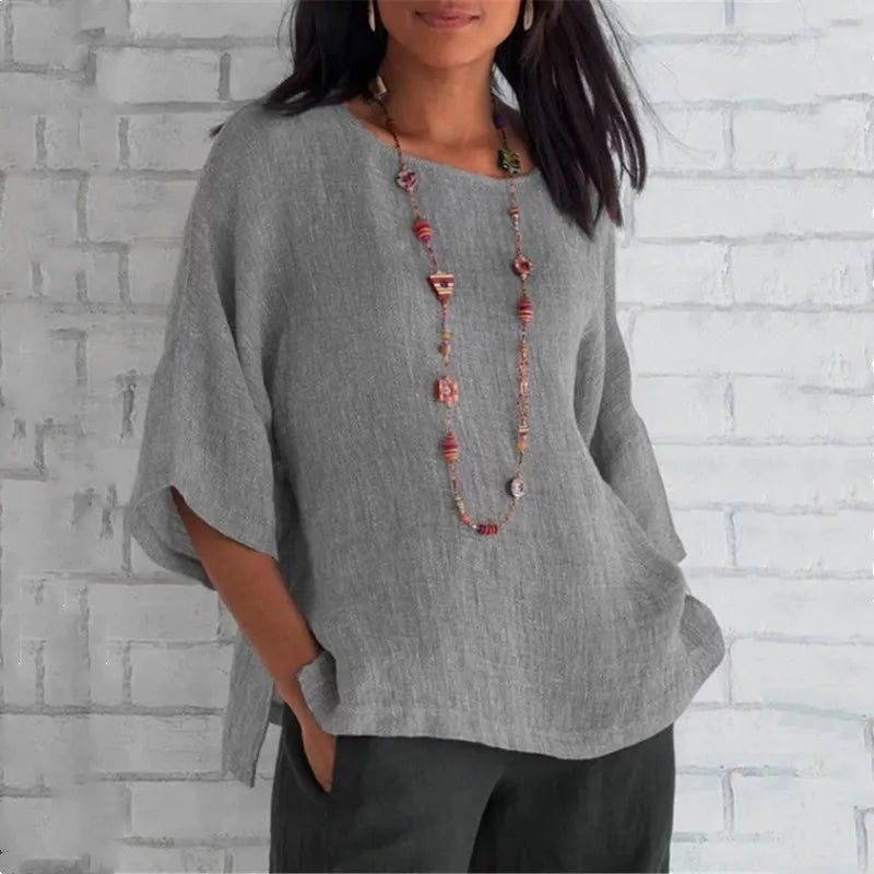 Aria - Blouse Décontractée en Lin et Coton