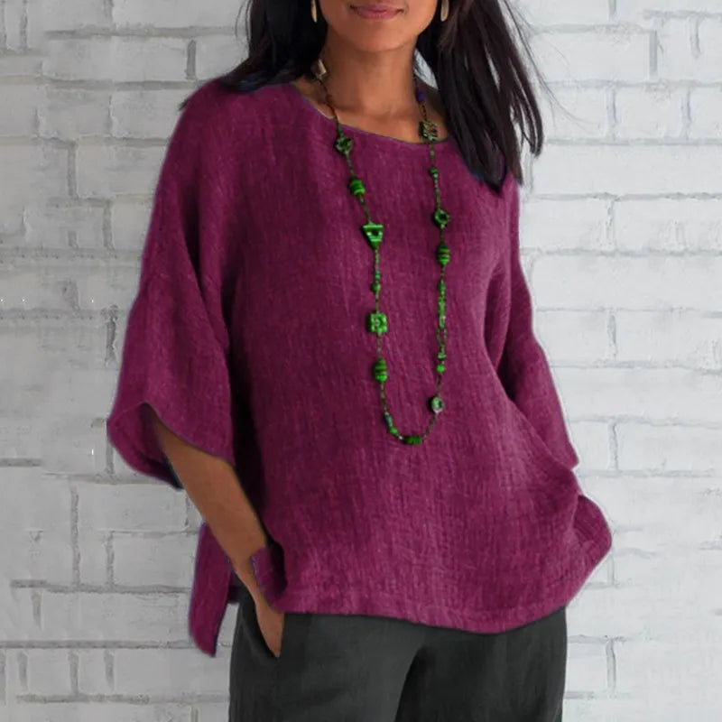 Aria - Blouse Décontractée en Lin et Coton