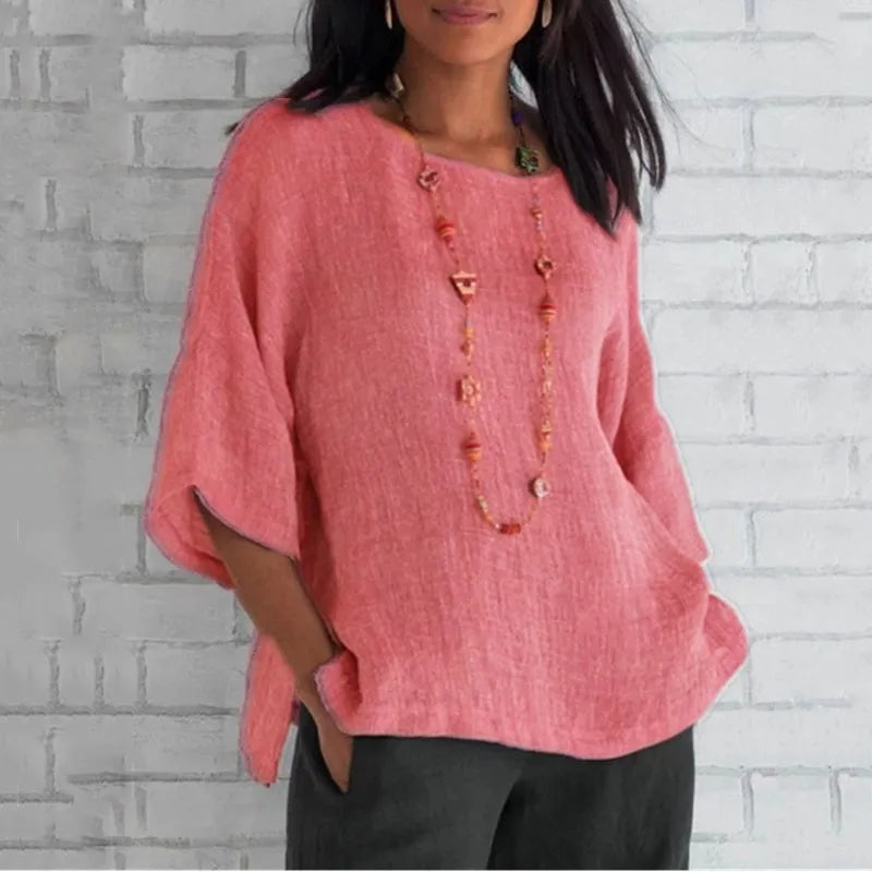 Aria - Blouse Décontractée en Lin et Coton