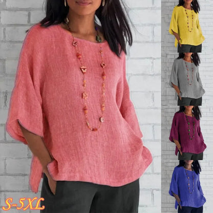Aria - Blouse Décontractée en Lin et Coton