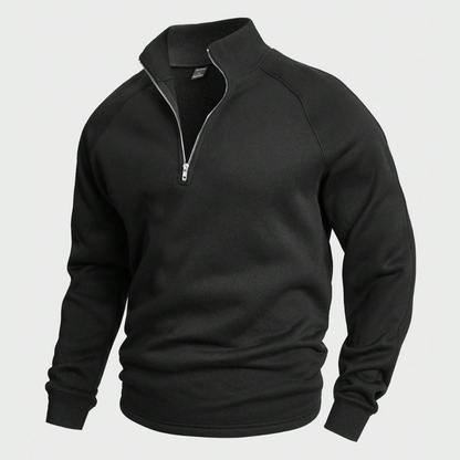 William – Pull Décontracté Demi-Zippé – Coupe Ample – Noir