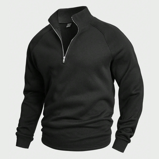 William – Pull Décontracté Demi-Zippé – Coupe Ample – Noir