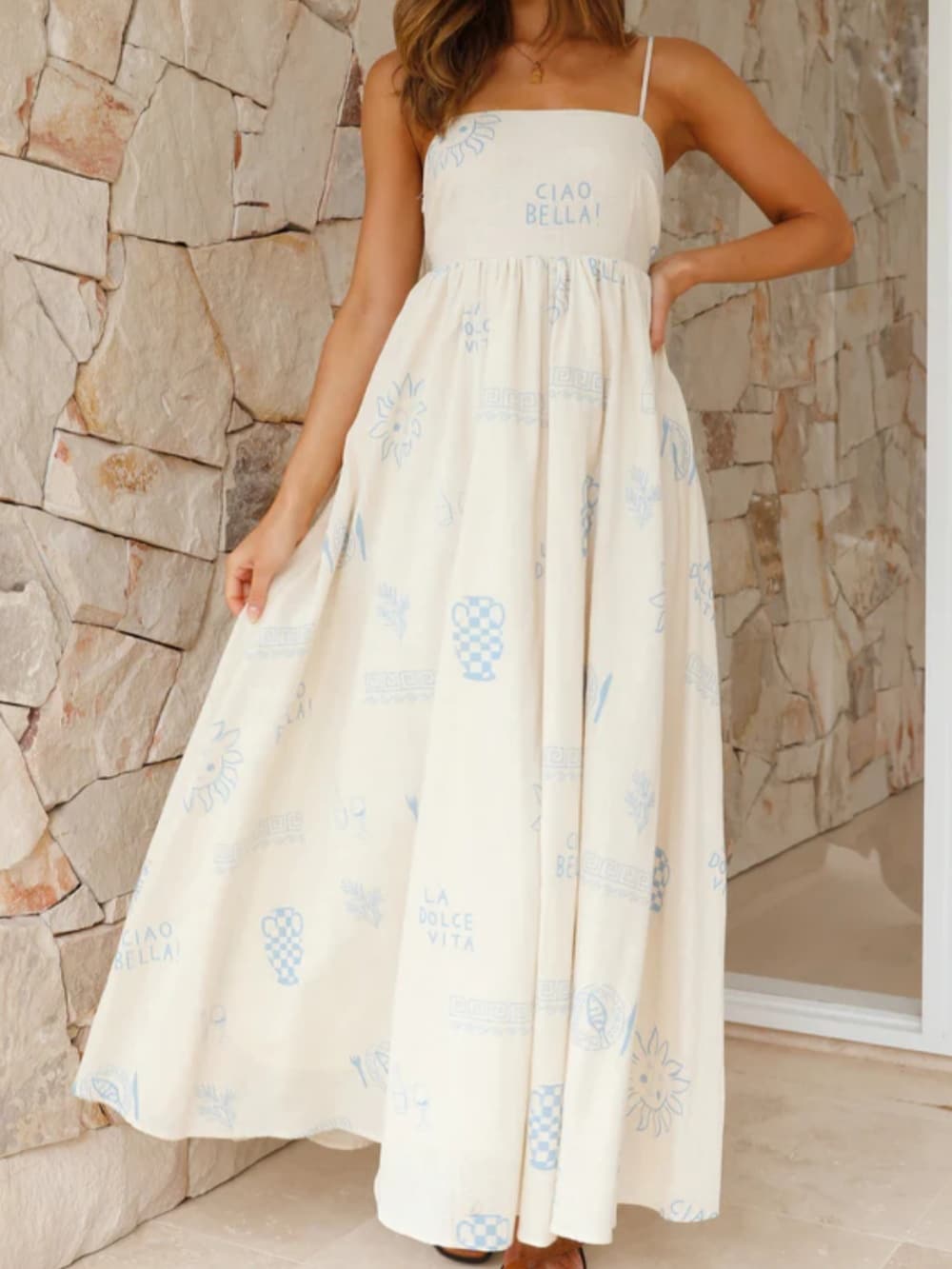 Avery - Robe Longue Imprimé Méditerranéen
