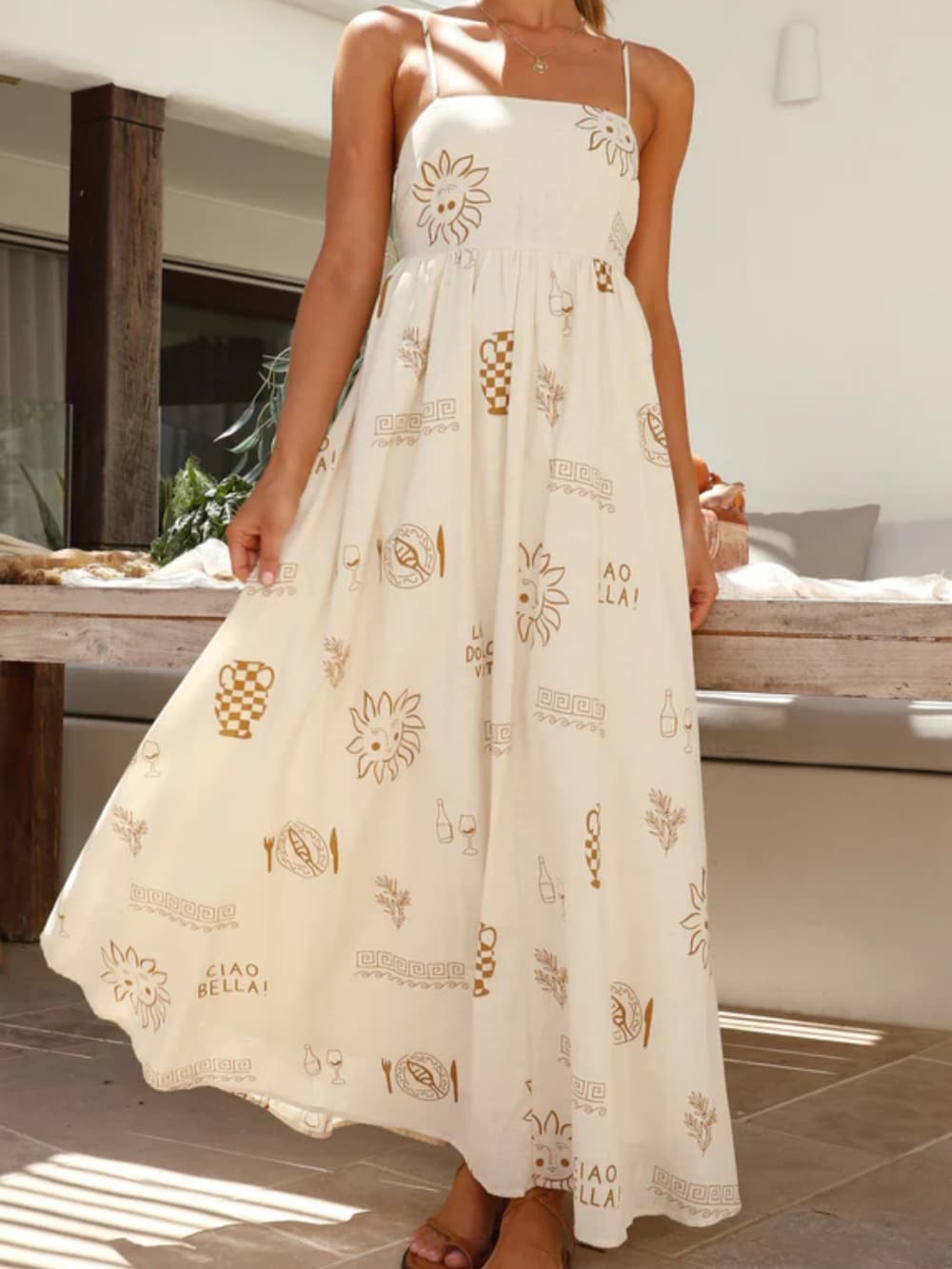 Avery - Robe Longue Imprimé Méditerranéen