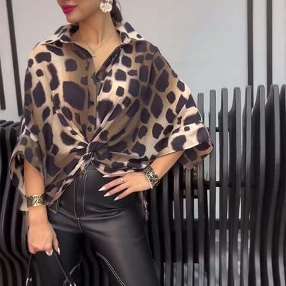 Amelia - Blouse Élégante à Motif Léopard