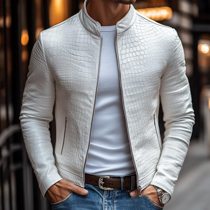 Ethan - Veste Zippée à Col Montant au Motif Pierre Élégant