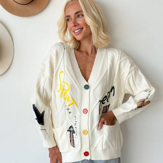 Matilda - Gilet Tricoté Brodé