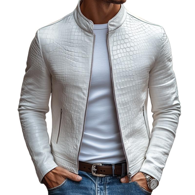 Ethan - Veste Zippée à Col Montant au Motif Pierre Élégant